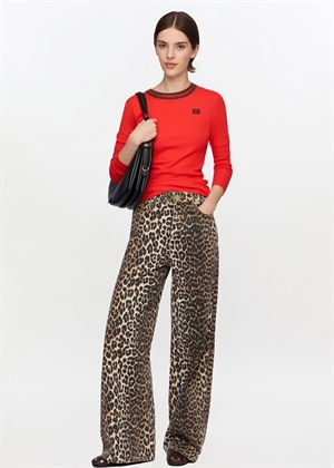 Soft cotton rib ls bluse High Risk Red A1040390 Ganni 